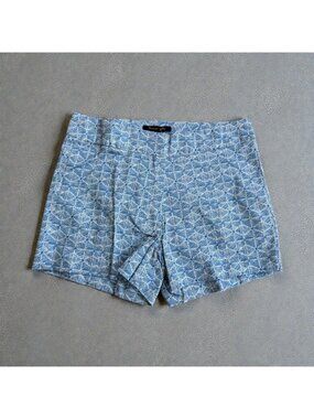 LAUREN GOLD Blue White Patterned Shorts Size 00 NEW NWT
